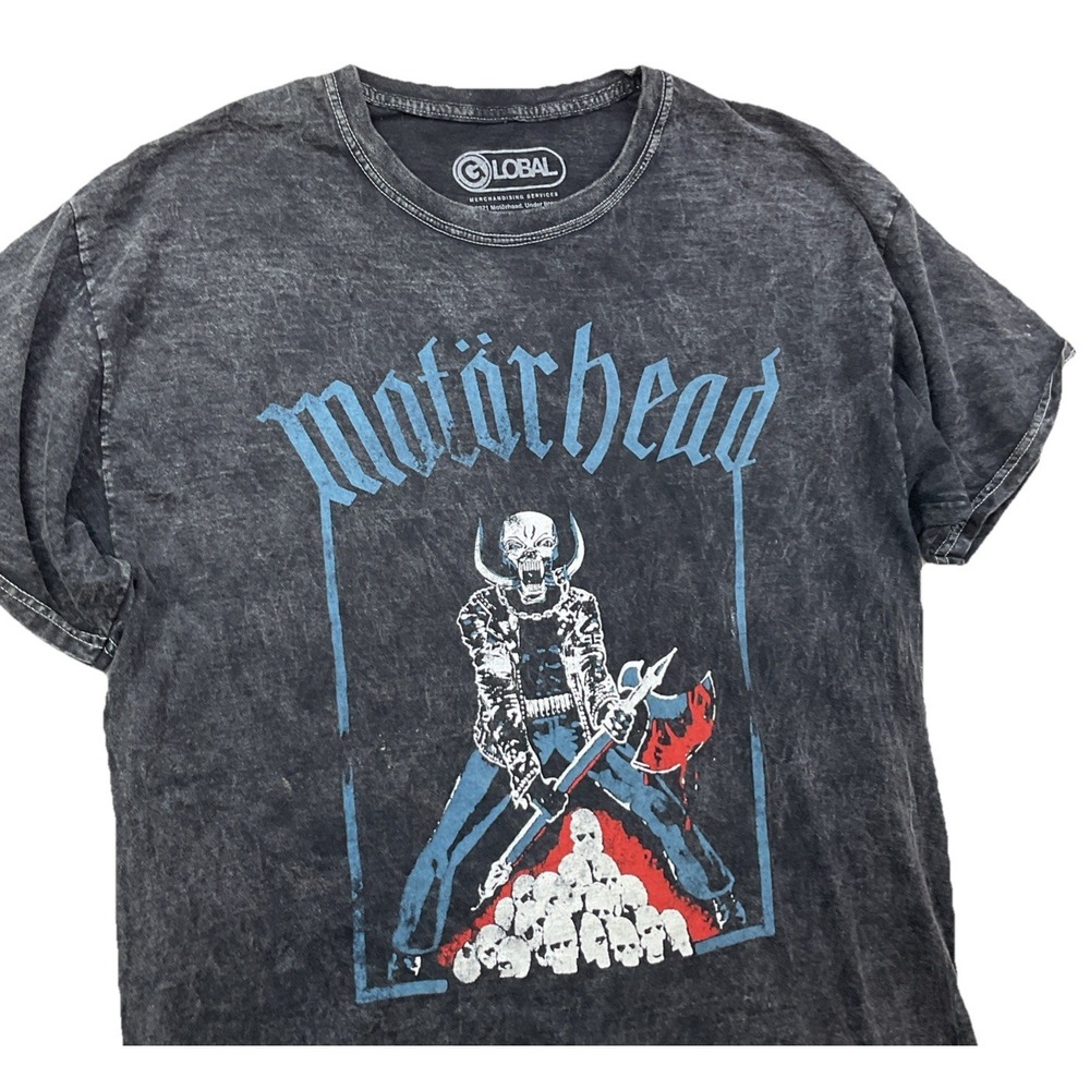 Motorhead Band T-Shirt Mens S Relaxed Black Mineral Wash Skulls Graphic Tee